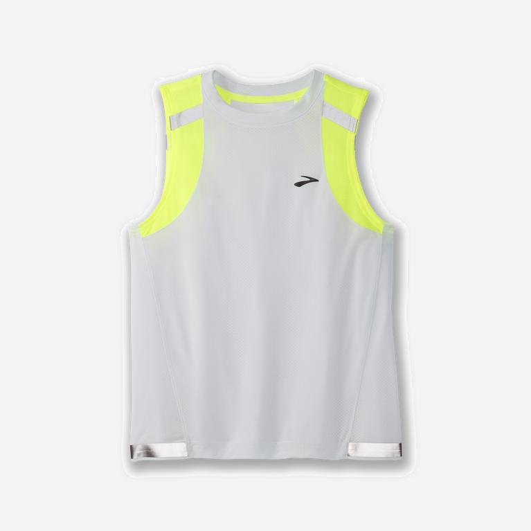 Brooks Carbonite Hardlooptanktop voor Dames Grijs /Groen Geel (WDFNY-2896)